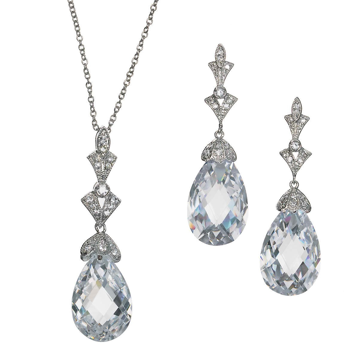 Earring And Necklace Sets
 Lydia Art Deco Crystal Necklace and Earring Set