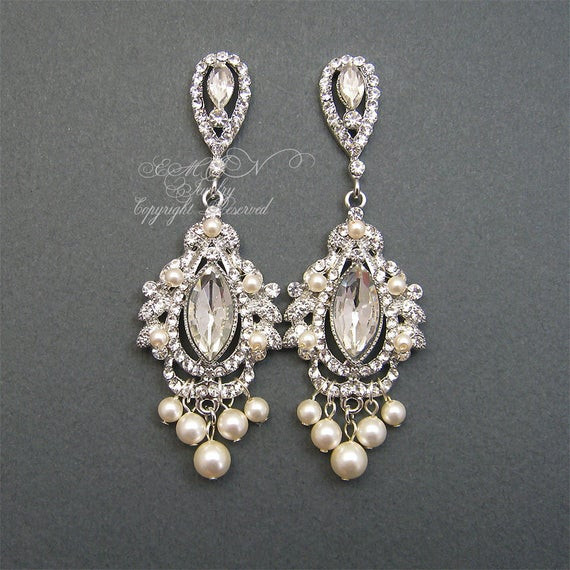 Earrings For Wedding
 Items similar to Chandelier Bridal EArrings Rhinestone