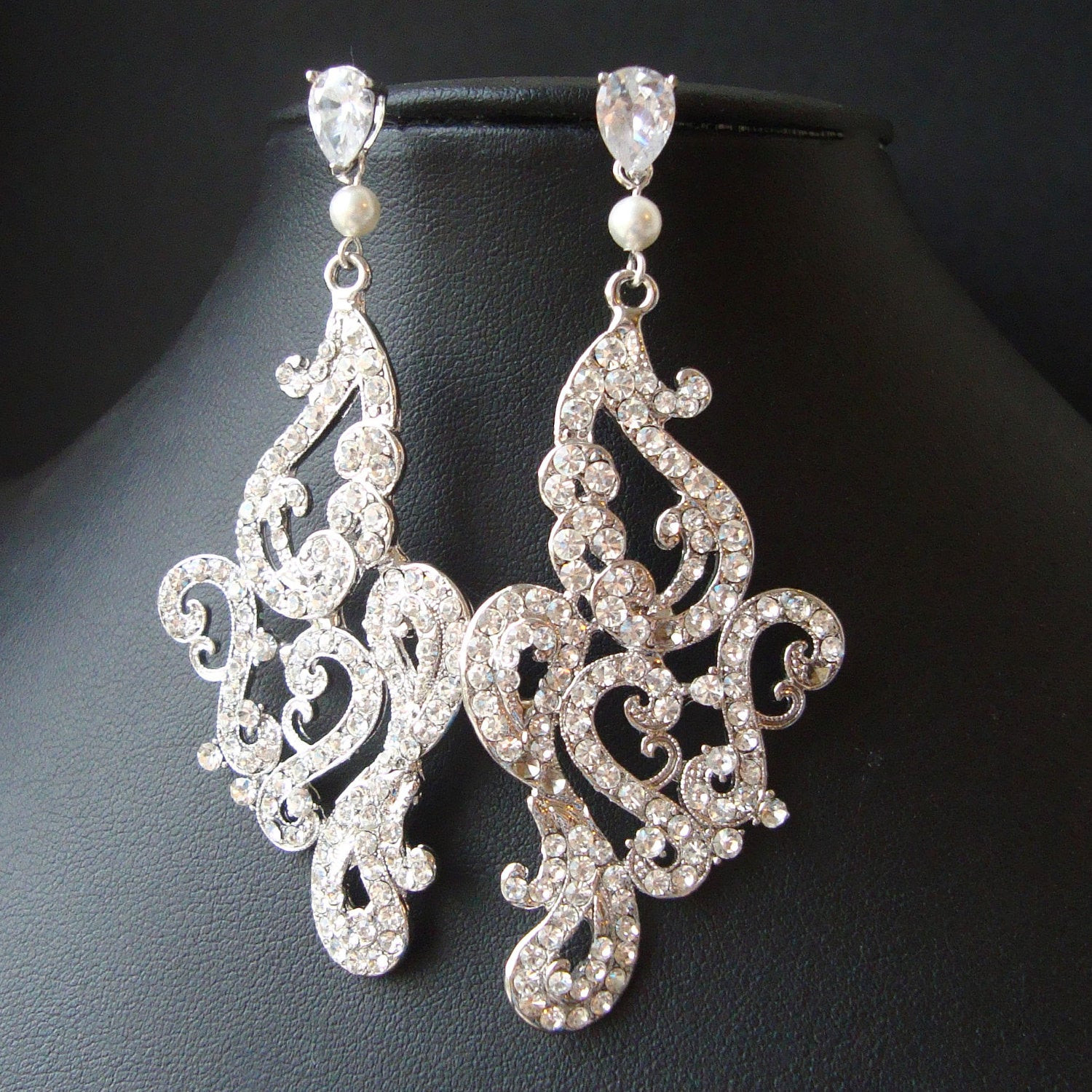 Earrings For Wedding
 Vintage Style Chandelier Bridal Earrings Statement Bridal