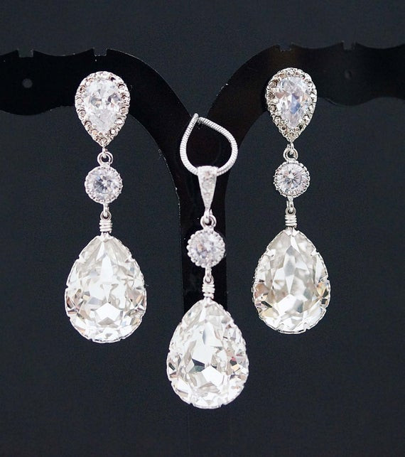 Earrings For Wedding
 Bridal Jewelry Set Swarovski Crystal Jewelry Set Wedding