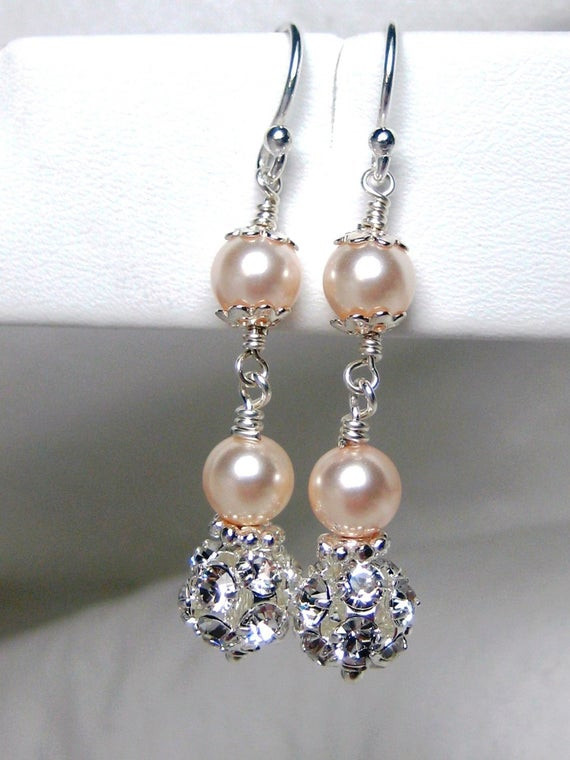 Earrings For Wedding
 Champagne Pearl Bridal Earrings Wedding Earrings