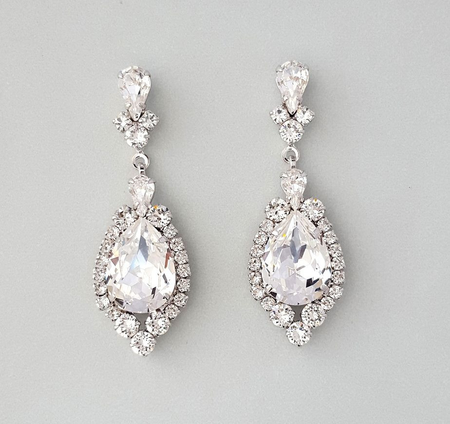 Earrings For Wedding
 Lovely Crystal Teardrop Swarovski Crystal Earrings