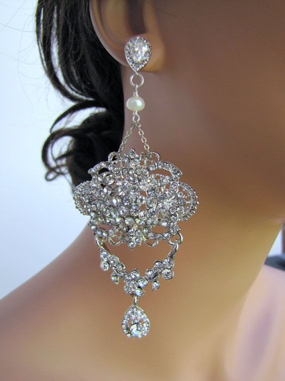 Earrings For Wedding
 and long dangle statement bridal chandelier earrings