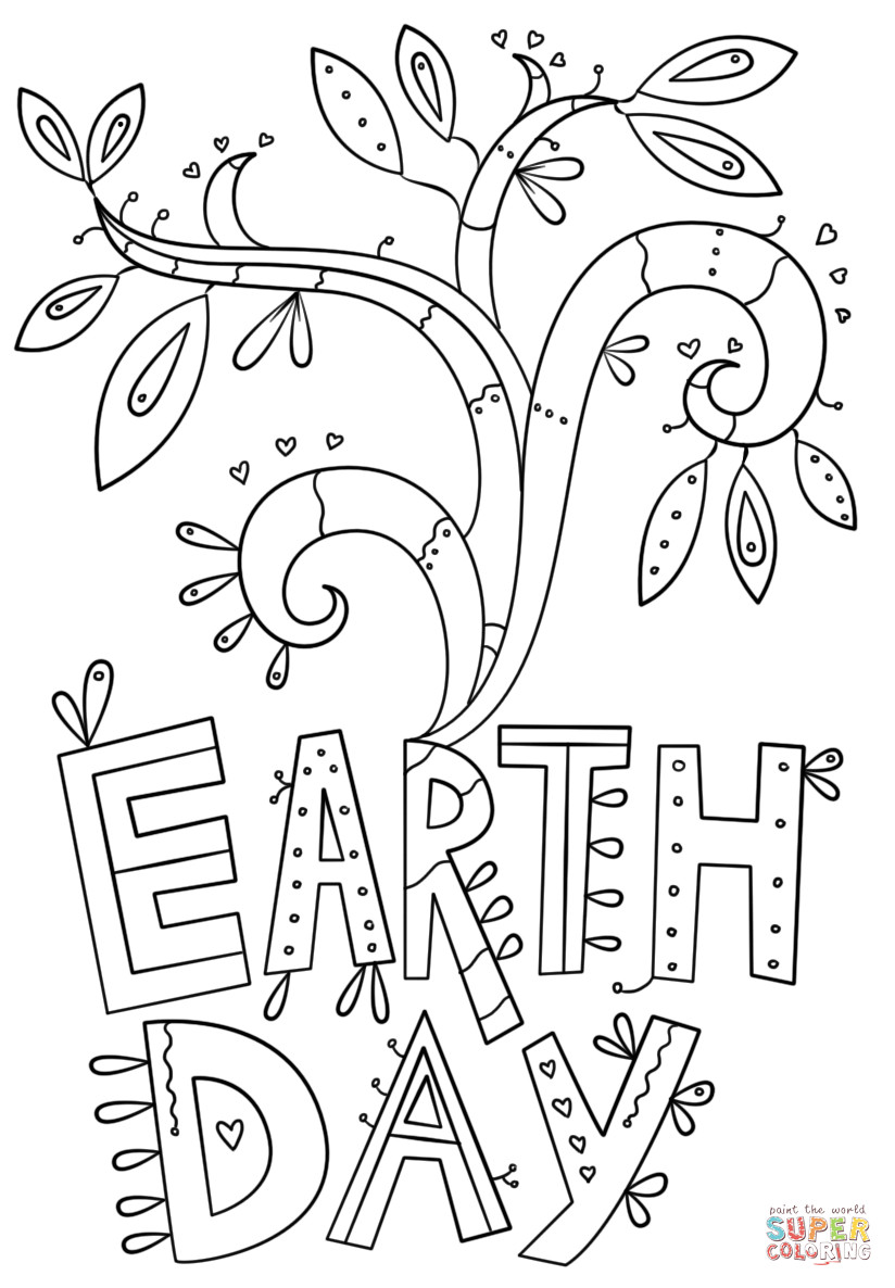 Earth Day Printable Coloring Pages
 Earth Day Doodle coloring page