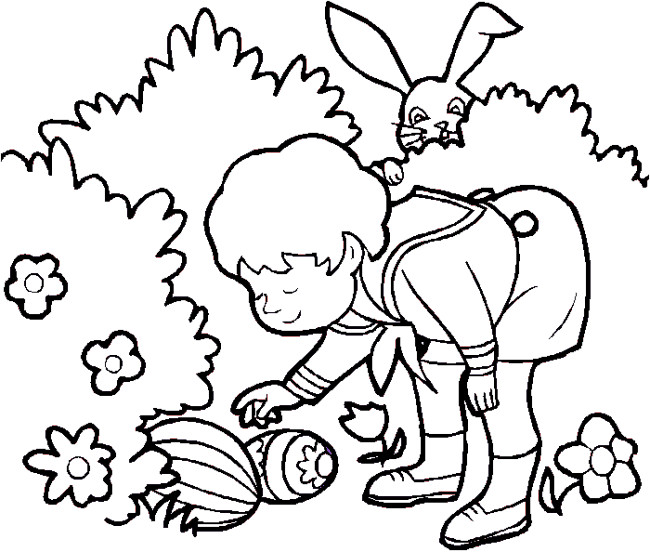 Easter Coloring Pages For Boys
 Cute Bunny Easter with Boy Coloring Page Disney