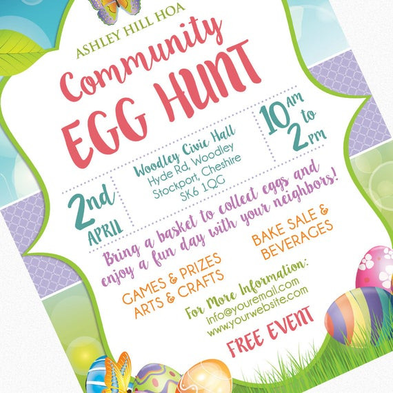 Easter Party Ideas For Church
 Easter Egg Hunt Flyer Invitation Poster Template Church