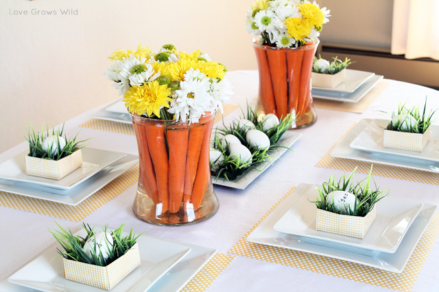 Easter Party Ideas On Pinterest
 Easter Tablescape And Carrot Centerpiece s