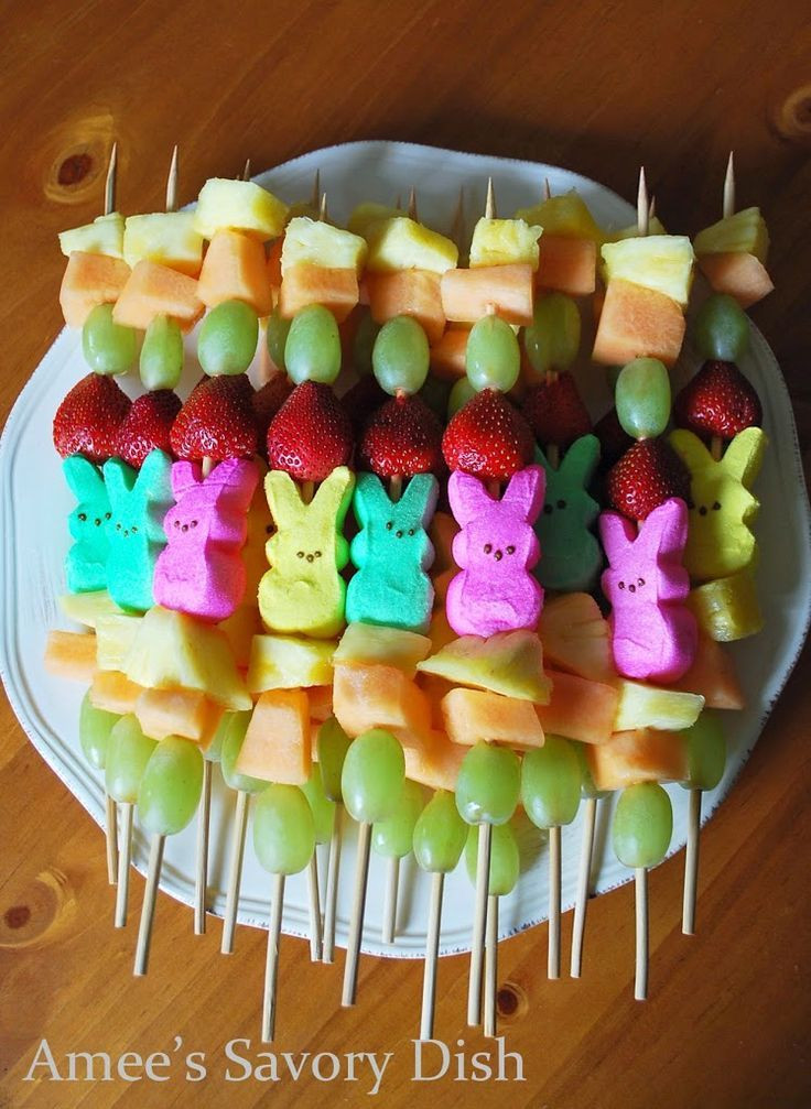 Easter Party Ideas On Pinterest
 Peep Fruit Kabobs