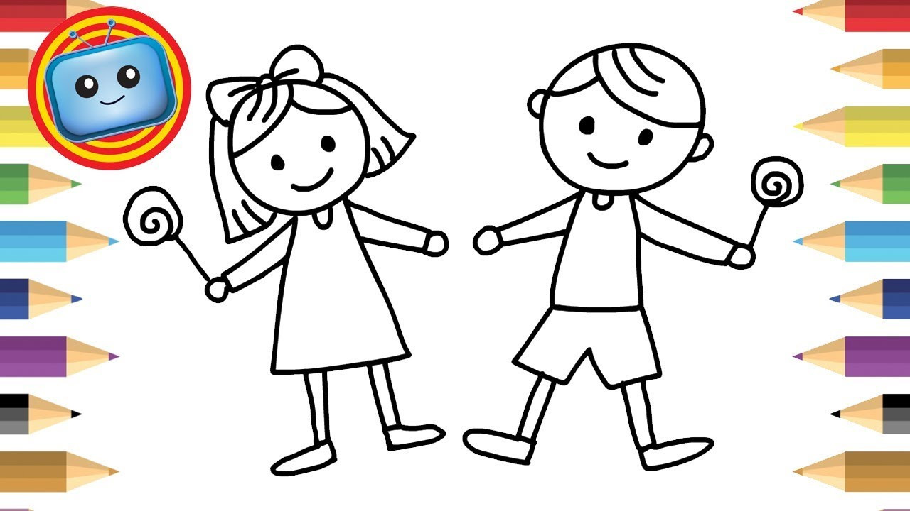 Easy Coloring Pages For Boys
 How to Draw Boy and Girl for kids