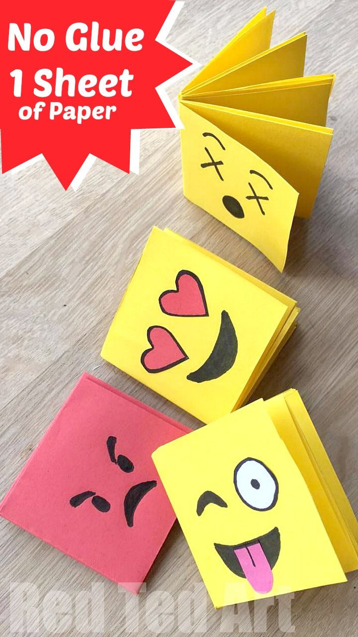 Easy DIY Crafts For Kids
 Emoji Mini Notebook DIY e Sheet of Paper