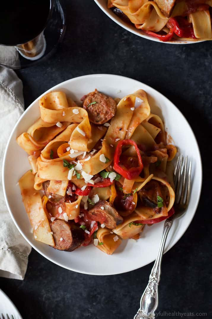 Easy Italian Sausage Recipes
 Tomato Pappardelle Pasta with Italian Sausage and Peppers