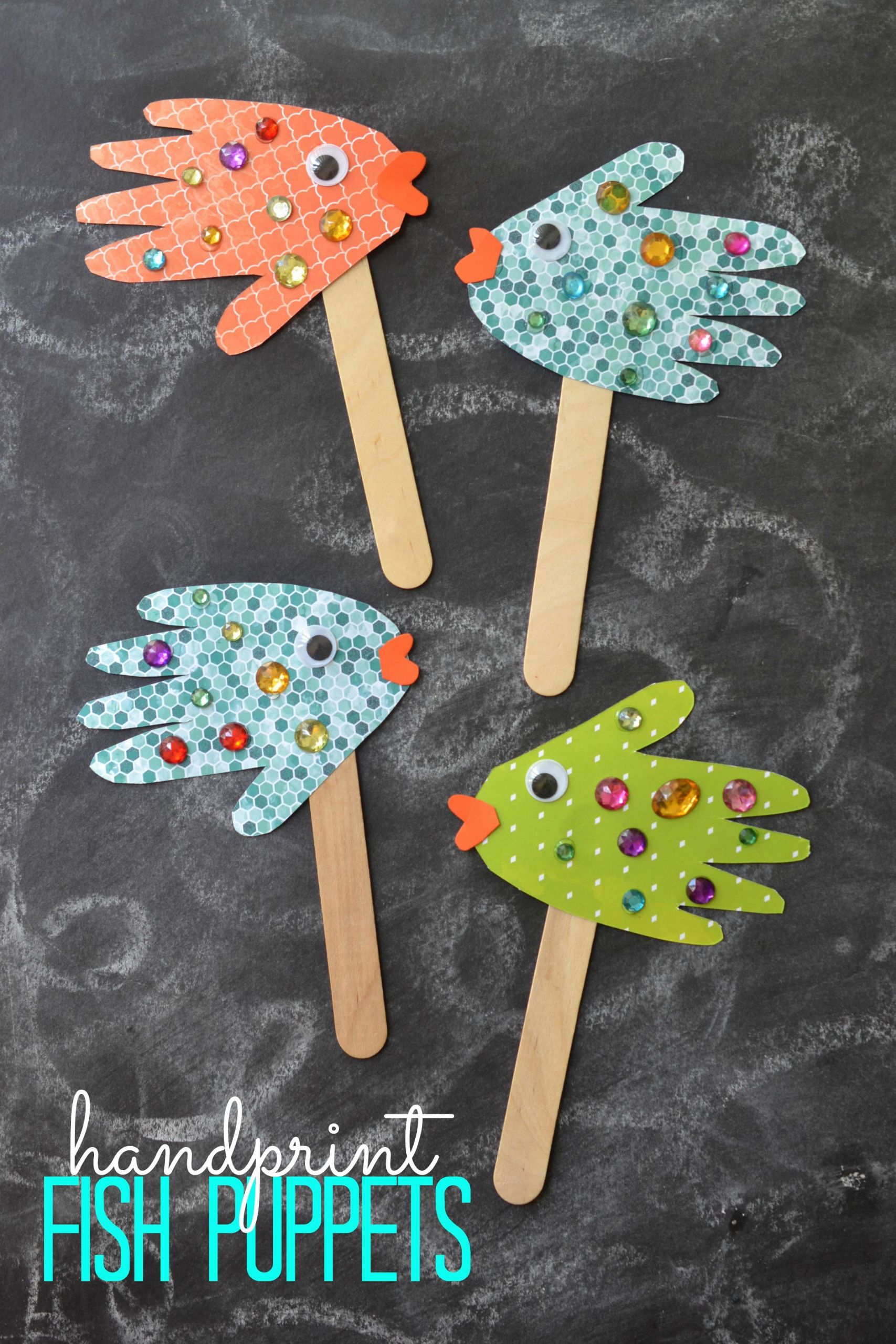 Easy Toddler Crafts
 Easy Kids Craft Handprint Fish Puppets