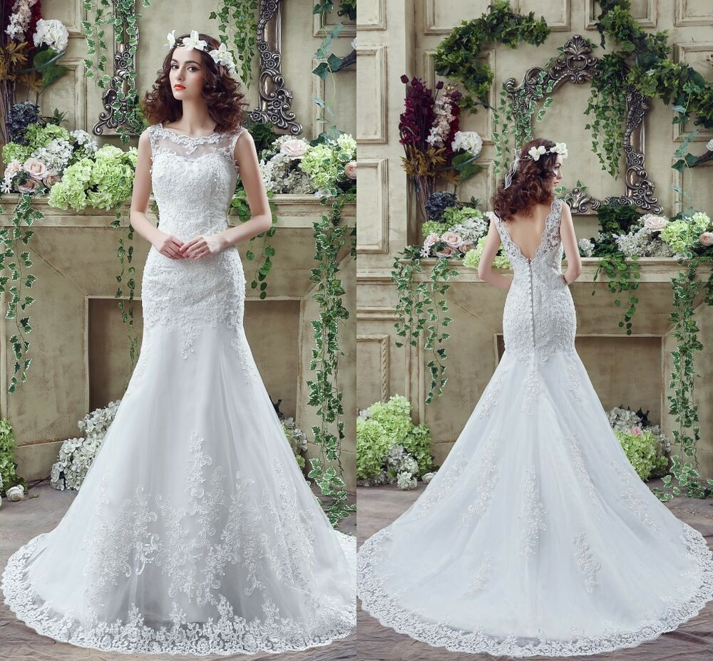 Ebay Wedding Dress
 Cheap White Ivory Wedding Dresses Mermaid Lace Appliques