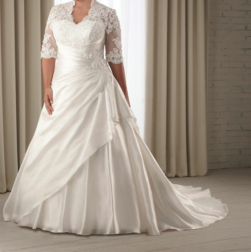Ebay Wedding Dress
 Half Sleeve Lace Wedding Dress Bridal Gown Custom Plus