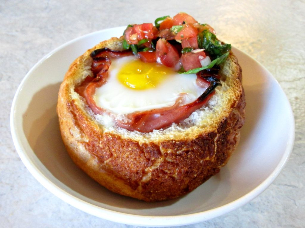 Egg Bread Bowls
 Egg Bread Bowl with Ham and Bruschetta Poor Man s
