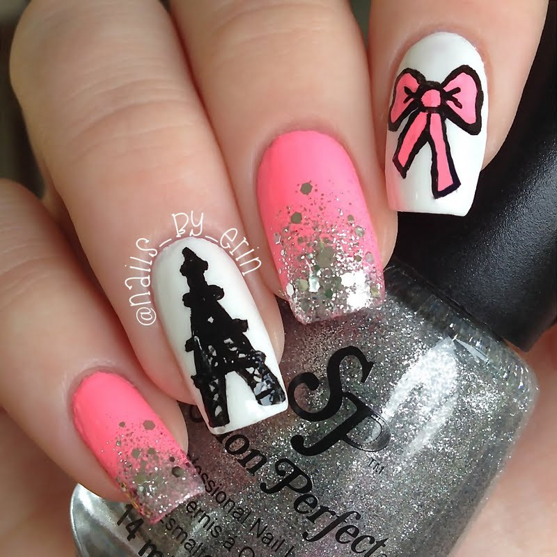 Eiffel Tower Nail Designs
 Girly Eiffel Tower Nails by NailsByErin