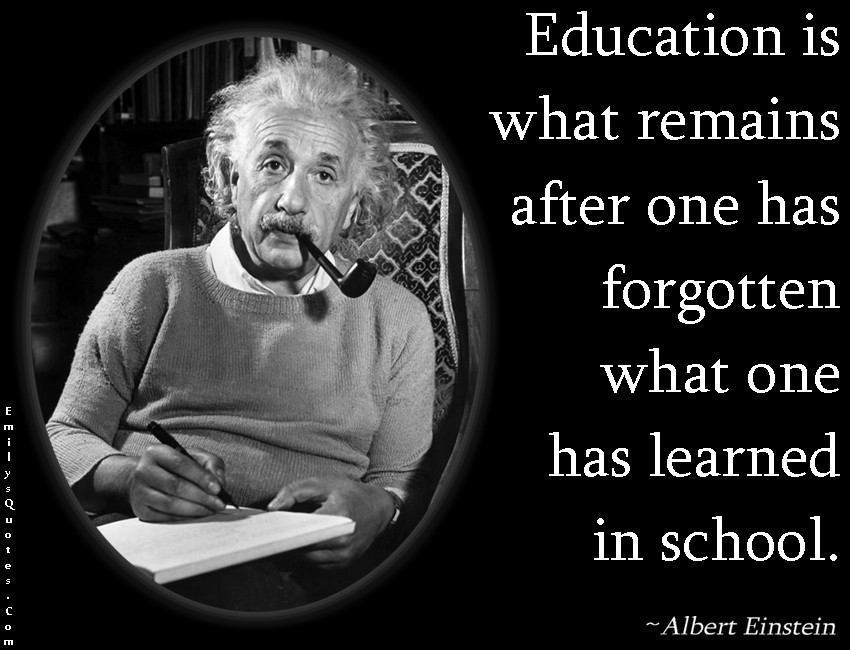 Einstein Quotes On Education
 Education is what remains after one has forgotten what one