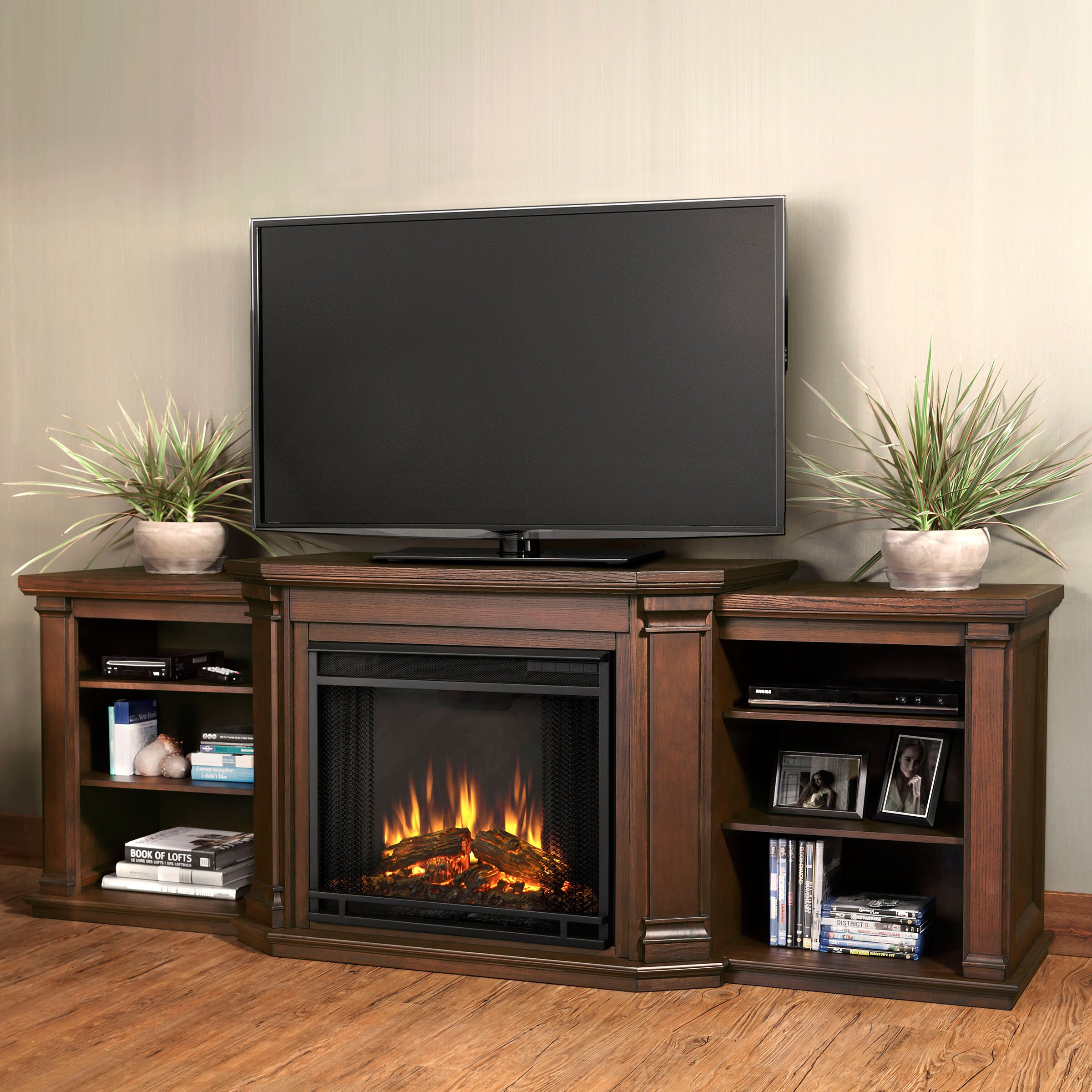 Electric Fireplace Console
 Real Flame Valmont TV Stand with Electric Fireplace