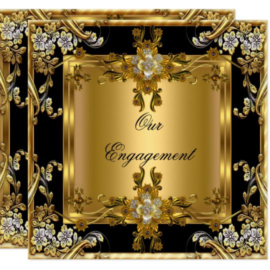 Elegant Engagement Party Ideas
 Engagement Party Elegant Gold Floral Jewel Black