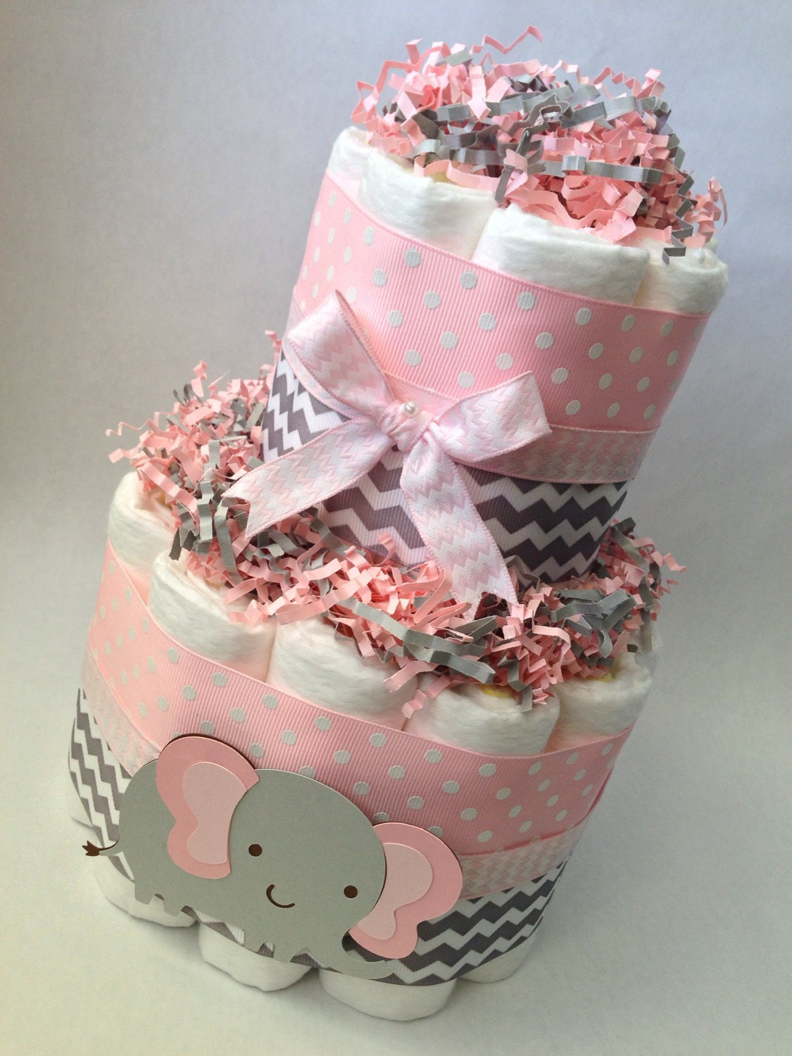 Elephant Baby Shower Decorations DIY
 Pink and Grey Elephant Diaper Cake Baby Shower Centerpiece
