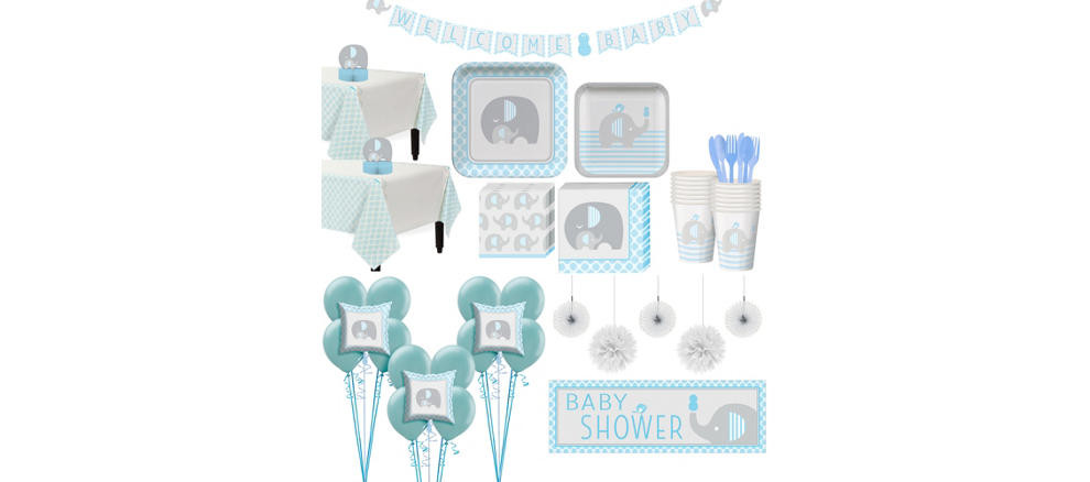 Elephant Baby Shower Invitations Party City
 Blue Baby Elephant Baby Shower Party Supplies