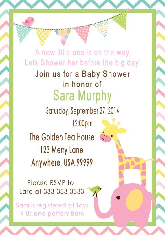 Elephant Baby Shower Invitations Party City
 Elephant and Giraffe Baby Shower Invitation Birthday Party
