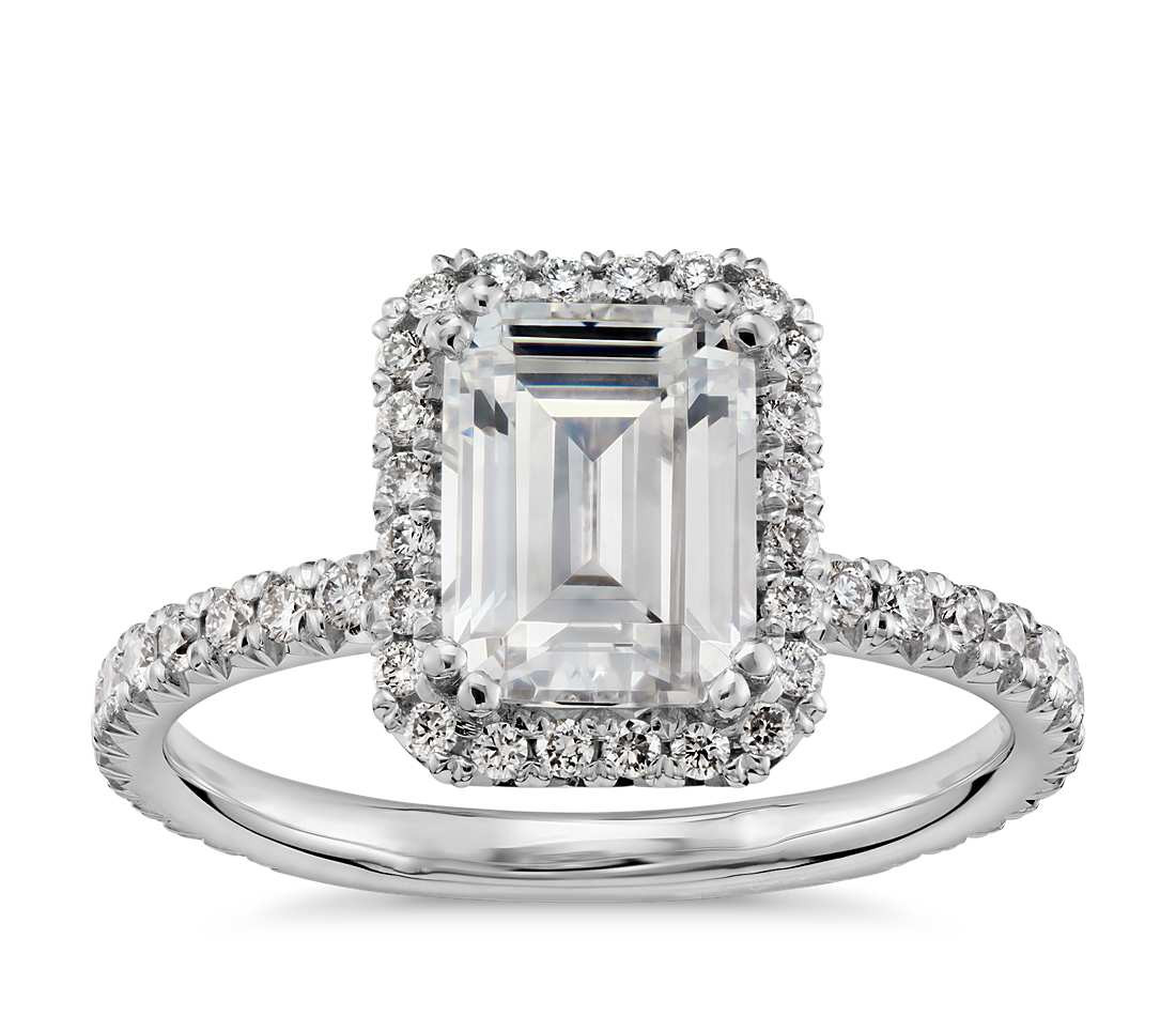Emerald Cut Wedding Rings
 Blue Nile Studio Emerald Cut Heiress Halo Diamond