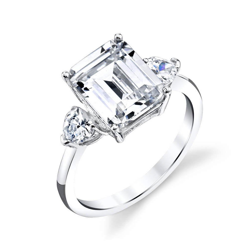 Emerald Cut Wedding Rings
 925 Sterling Silver Engagement Wedding Ring Emerald Cut