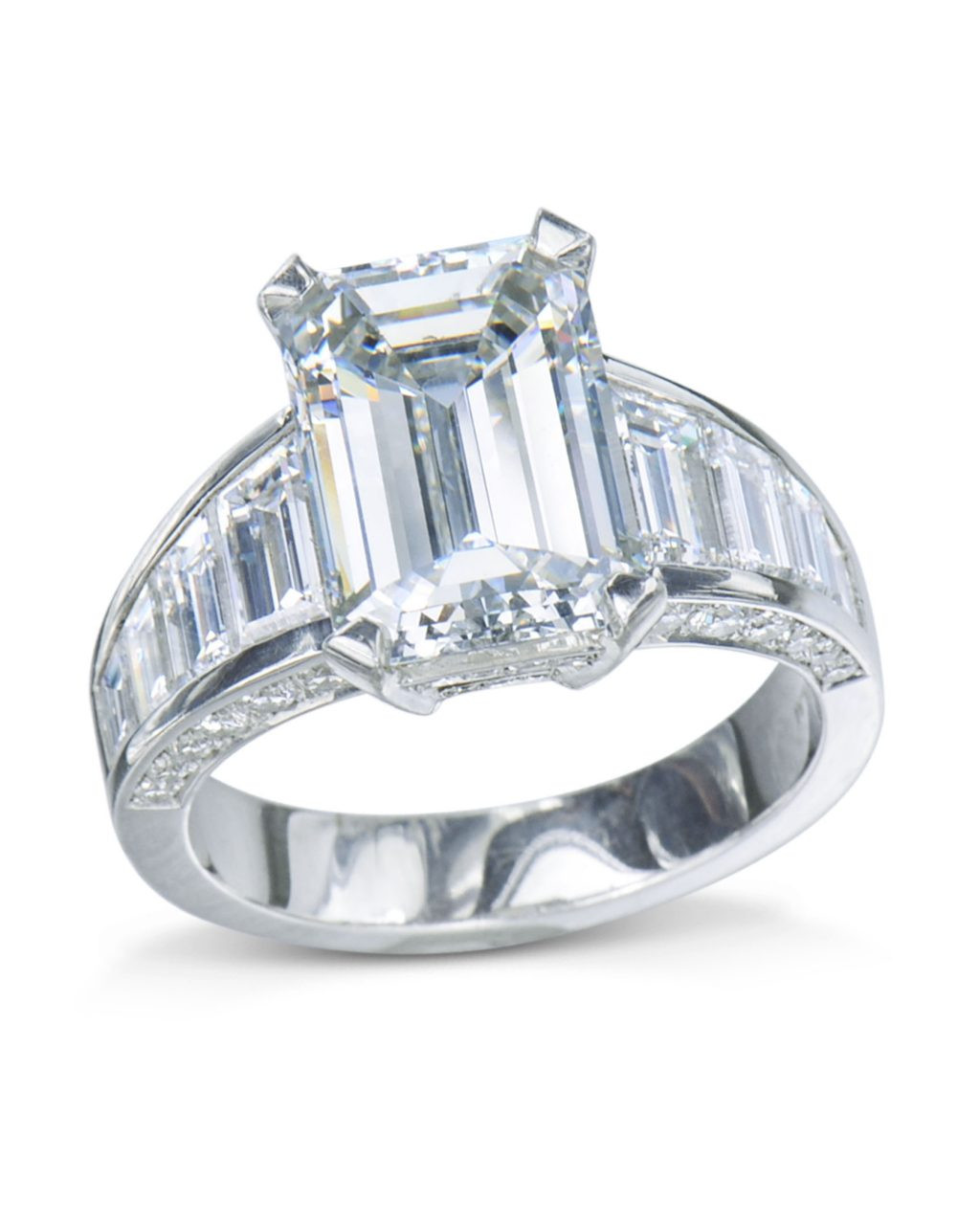 Emerald Cut Wedding Rings
 Emerald Cut with Trapezoid Diamond Engagement Ring
