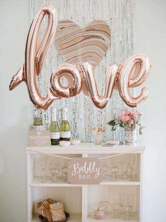 Engagement Party Decoration Ideas Pinterest
 Rose Gold LOVE Balloon Bridal Showers Pinterest
