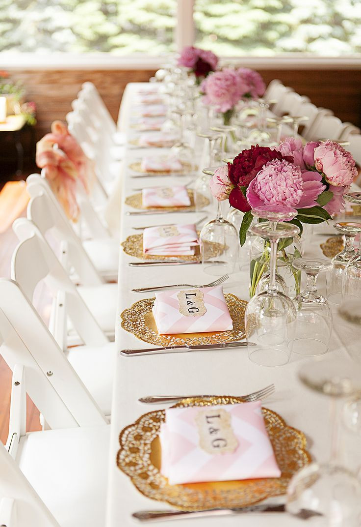 Engagement Party Decoration Ideas Pinterest
 6 engagement party place settings pink peonies gold
