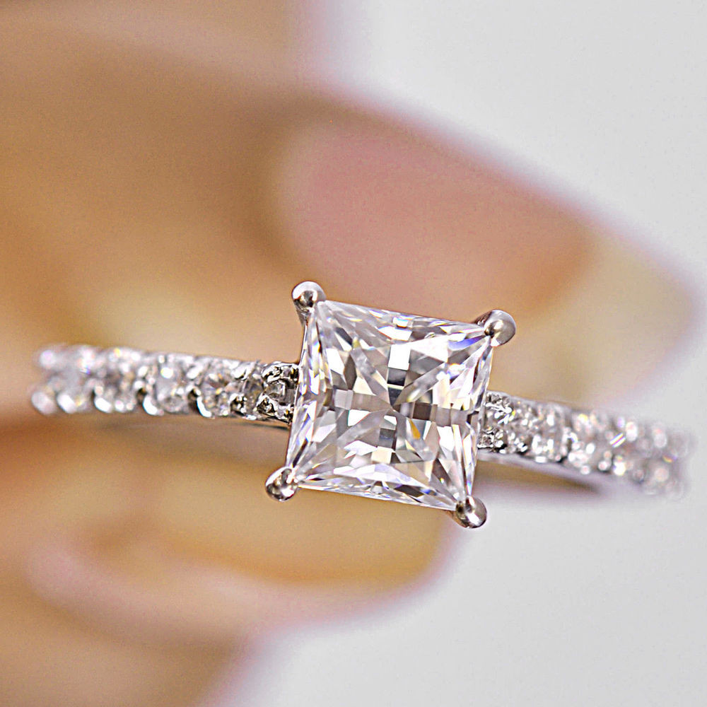 Engagement Ring Princess Cut
 Brillaint Princess Cut 2 5 CT Solitaire Engagement Ring in