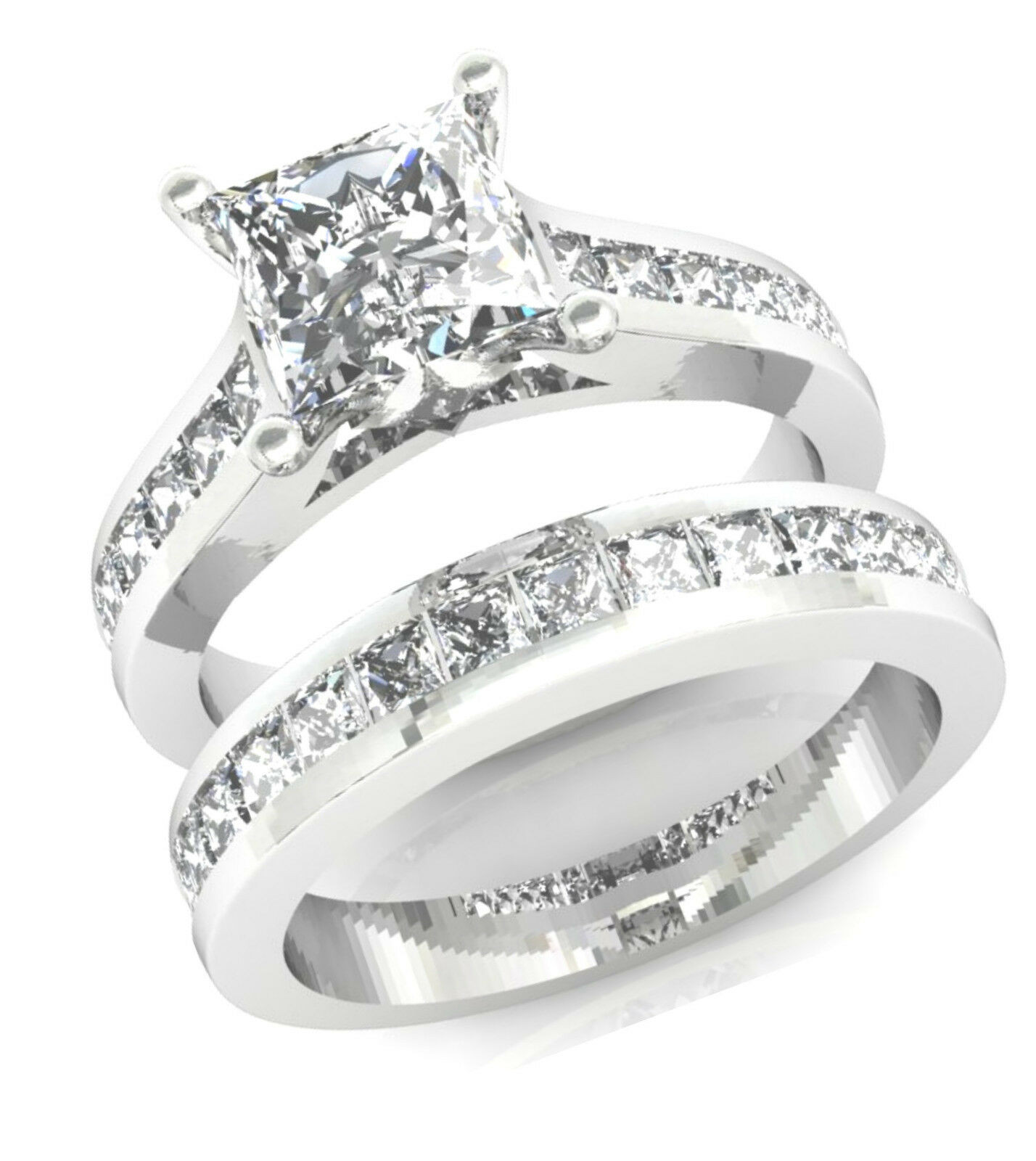 Engagement Ring Princess Cut
 3 2CT PRINCESS CUT CHANNEL SET ENGAGEMENT RING WEDDING