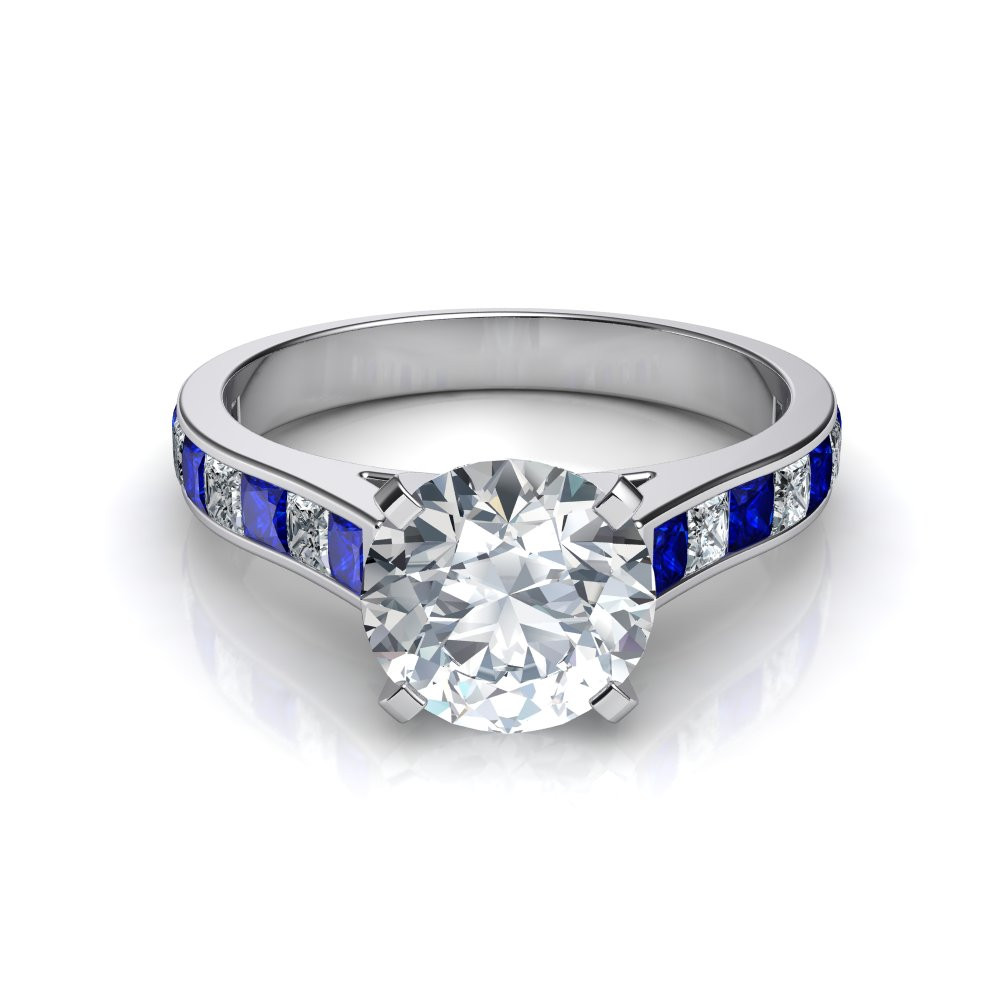 Engagement Rings Diamond And Sapphire
 Princess Cut Blue Sapphire Engagement Ring