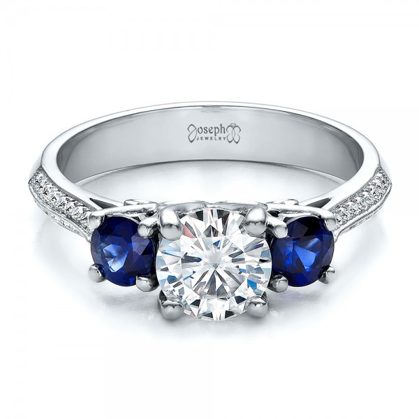 Engagement Rings Diamond And Sapphire
 Custom Blue Sapphire and Diamond Engagement Ring