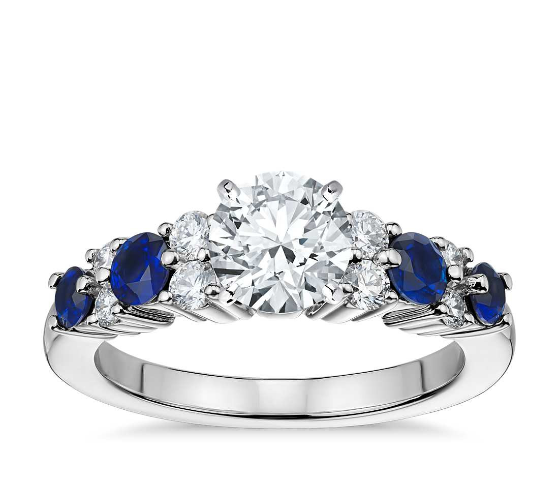Engagement Rings Diamond And Sapphire
 Garland Sapphire and Diamond Engagement Ring in Platinum