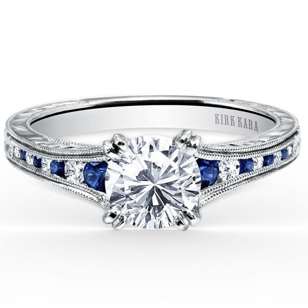 Engagement Rings Diamond And Sapphire
 Kirk Kara Stella Blue Sapphire & Diamond Channel Set