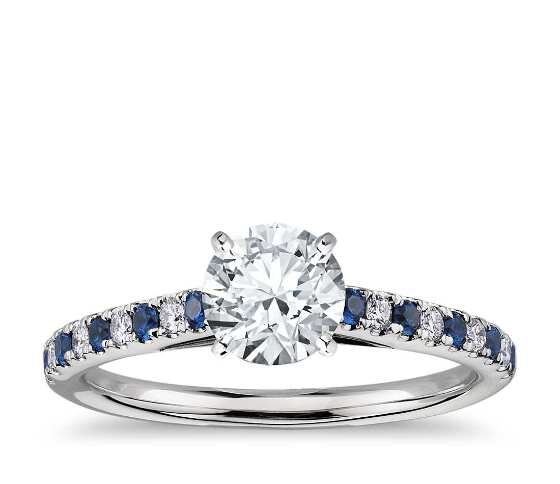 Engagement Rings Diamond And Sapphire
 Riviera Micropavé Sapphire and Diamond Engagement Ring in