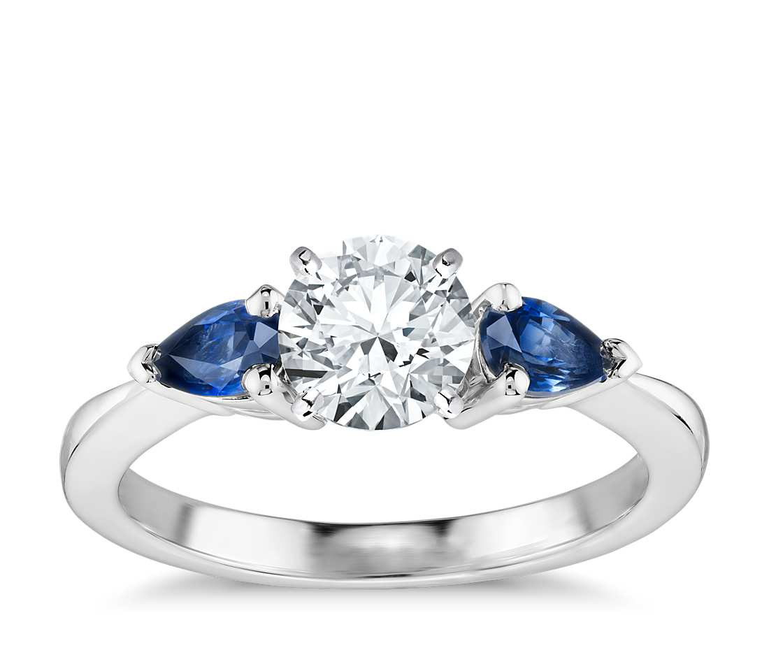 Engagement Rings Diamond And Sapphire
 Classic Pear Shaped Sapphire Engagement Ring in 18k White