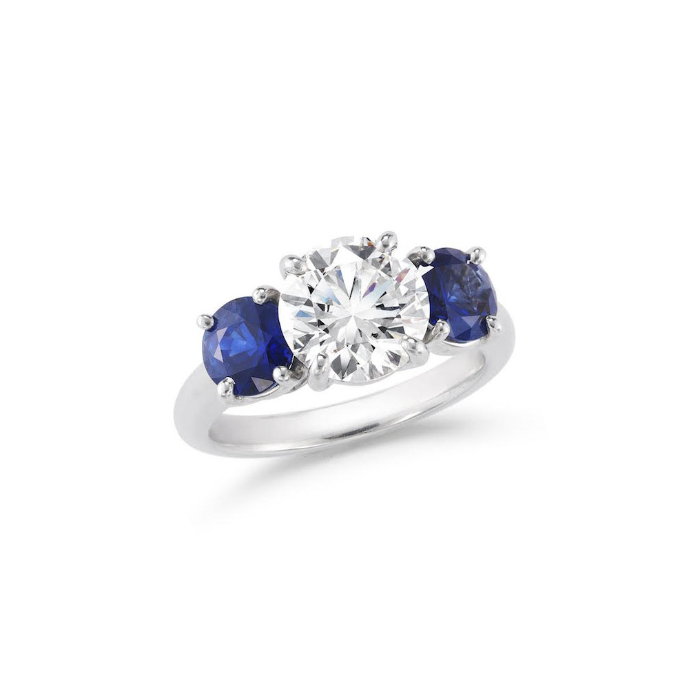 Engagement Rings Diamond And Sapphire
 Diamond & Sapphire Three Stone Engagement Ring
