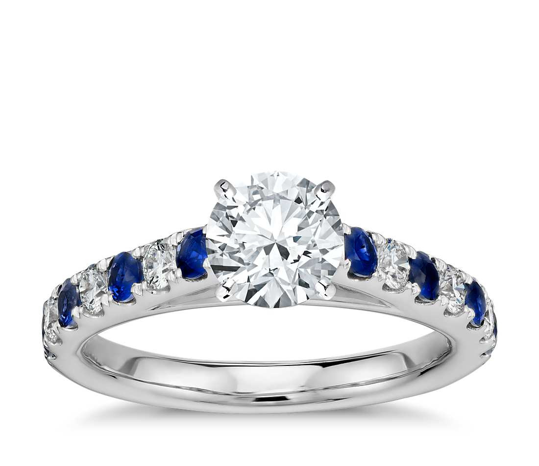 Engagement Rings Diamond And Sapphire
 Riviera Pavé Sapphire and Diamond Engagement Ring in