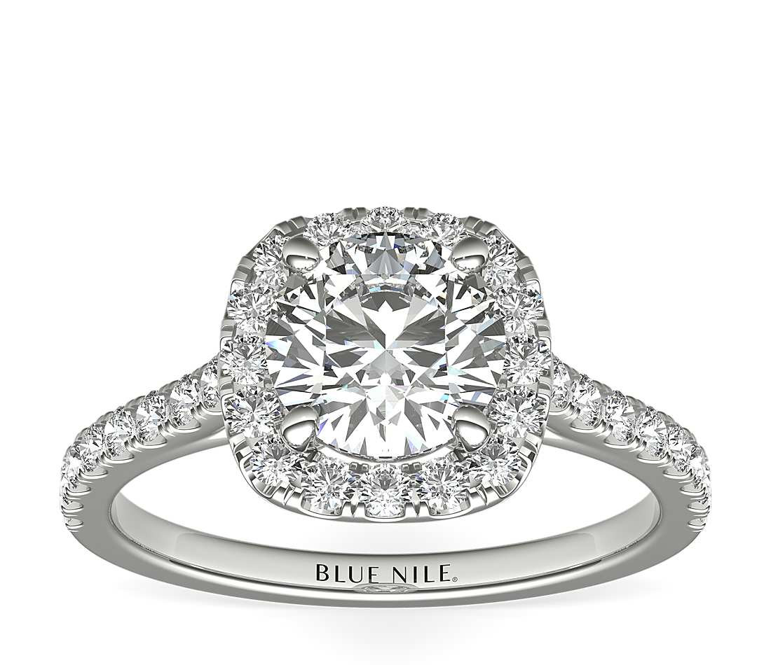 Engagement Rings That Aren T Diamonds
 Cushion Halo Diamond Engagement Ring in Platinum 1 3 ct