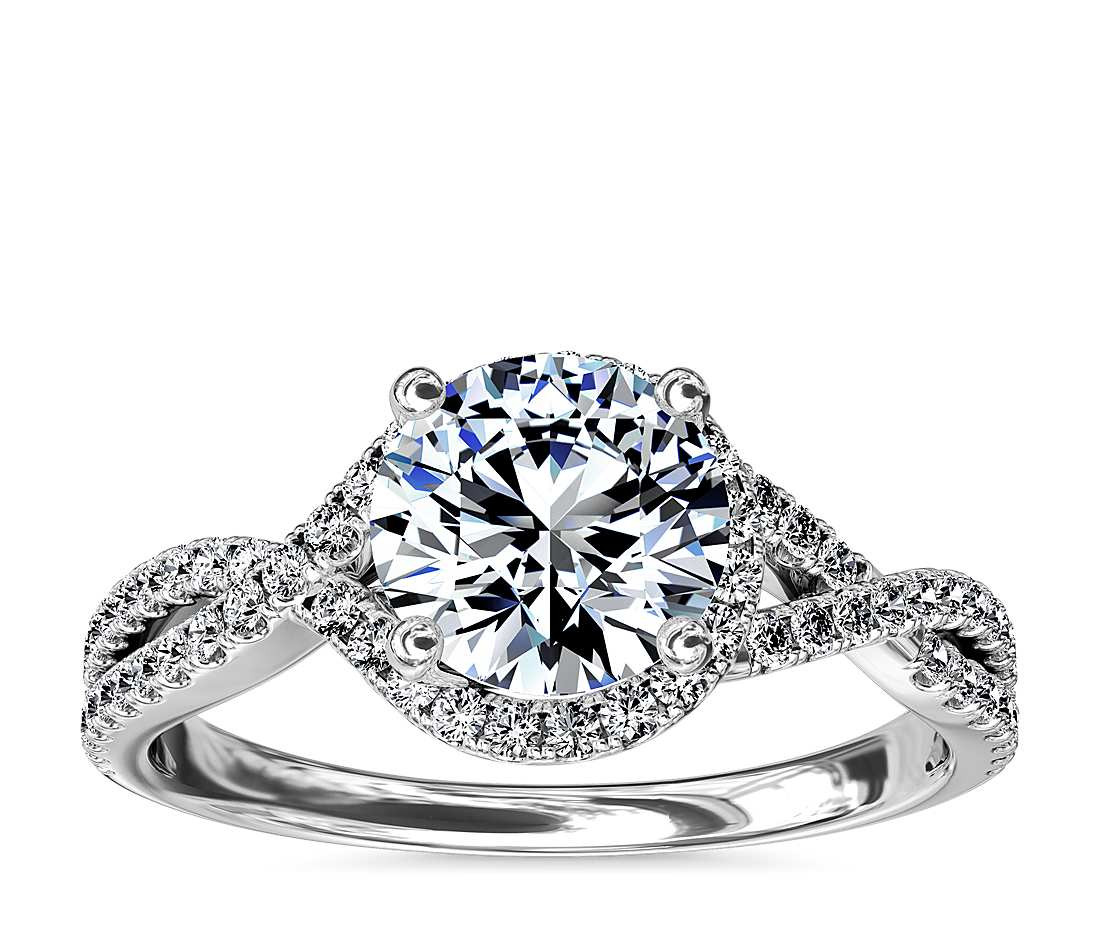 Engagement Rings That Aren T Diamonds
 Twisted Halo Diamond Engagement Ring in Platinum 1 3 ct