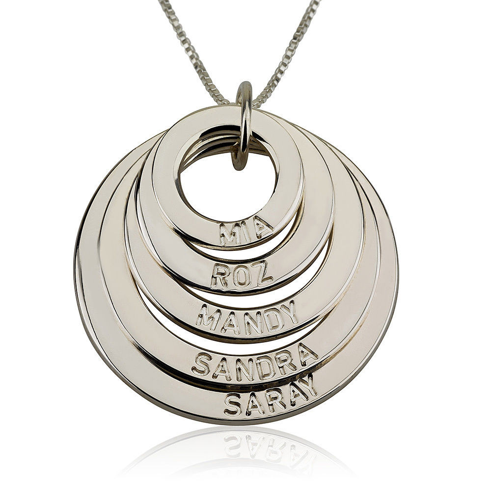 Engraved Mother's Necklace
 Personalized Mother Necklace Sterling Silver 5 Discs