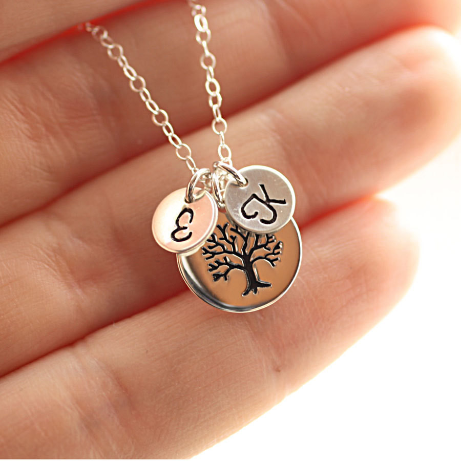 Engraved Mother's Necklace
 Personalized Mother s Necklace Two Sterling Silver