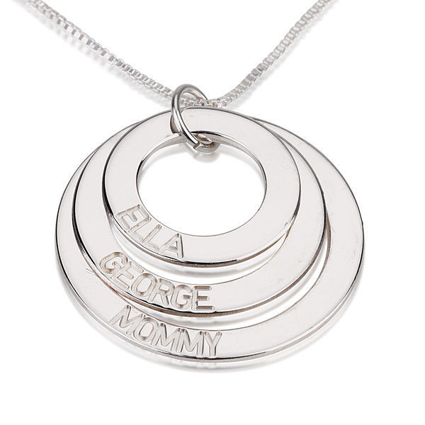 Engraved Mother's Necklace
 Sterling Silver Mothers Necklace Discs Personalized