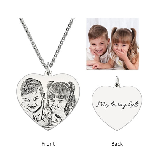 Engraved Mother's Necklace
 Engraved Heart Pendant Necklace In 925 Sterling