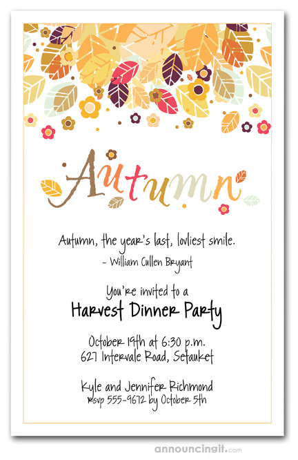 Fall Birthday Invitations
 Autumn Season Invitations Fall Invitations