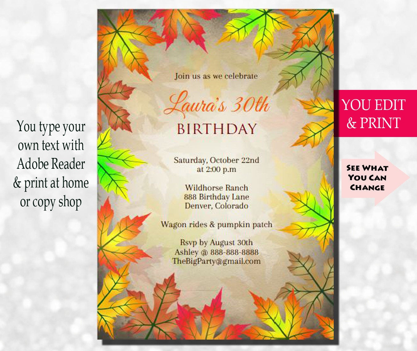 Fall Birthday Invitations
 Fall Birthday Invitation Rustic Birthday Invitation Fall