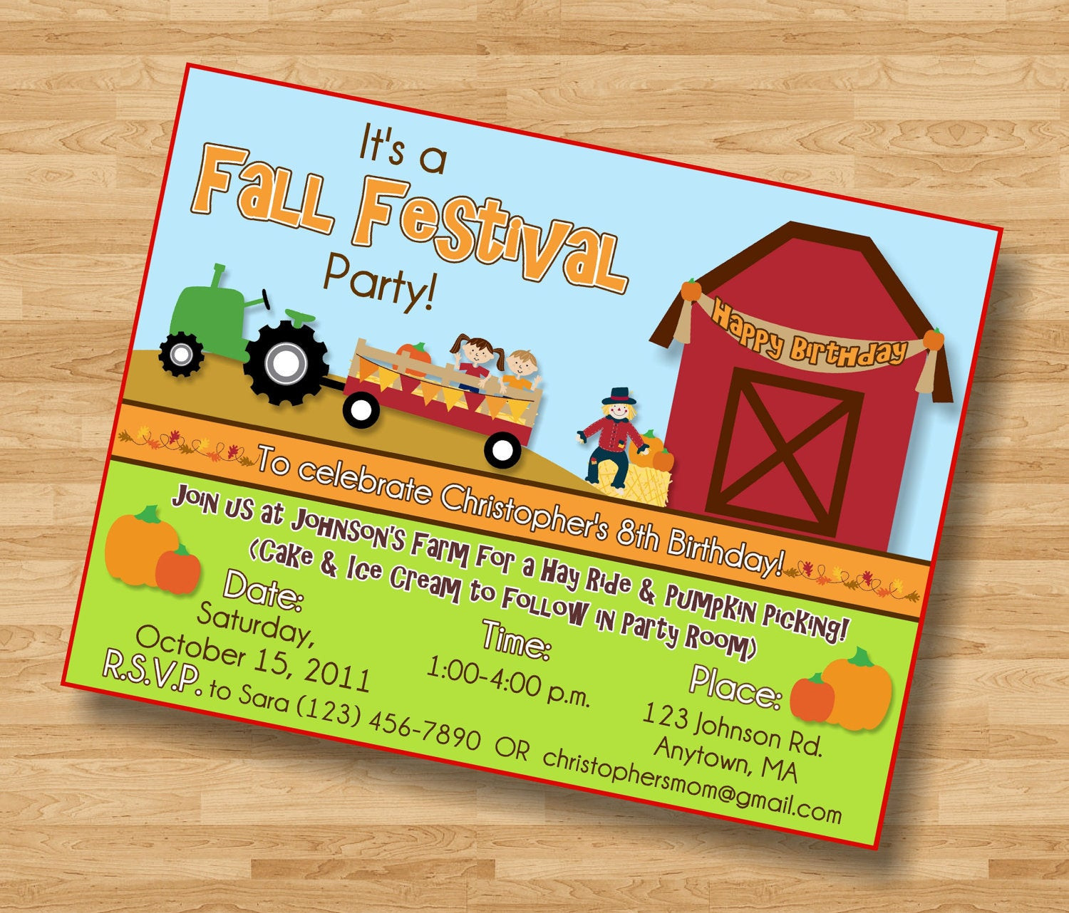 Fall Birthday Invitations
 Items similar to Fall Festival Pumpkin Patch Birthday